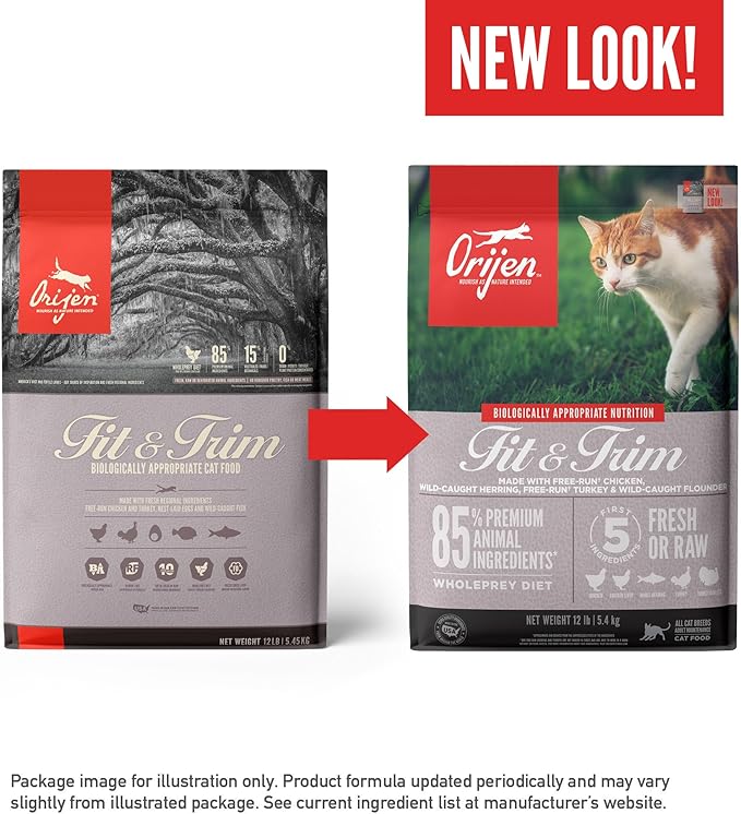 ORIJEN Fit & Trim Grain Free High Protein Premium Dry Cat Food 4lb Bag