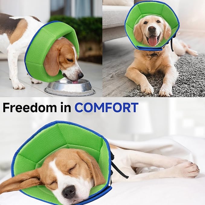 Dog Cone Collar XL, Soft Cones for Large Medium Small Dogs,Adjustable Dog Cone Alternative to Stop Licking, Comfy Elizabethan Collar for After Surgery Wound Healing & Hot Spots Blue
