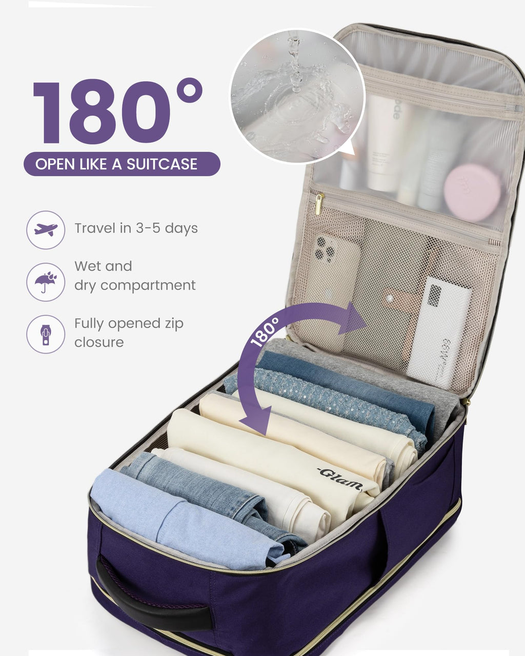 LOVEVOOK 40L Travel Backpack for Women & Men - 17.3 Inch Carry On Backpack & Personal Item Backpack for Airlines, Spacious and Durable Design, with 3 Packing Cubes