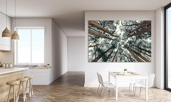 Nature Wall Art Prints - Ocean Forest Mountain Lake Canvas Landscapes - Small to Extra Large Living Room Bedroom Kitchen Bathroom Décor (Trees and Sky, 31L" x 47W")