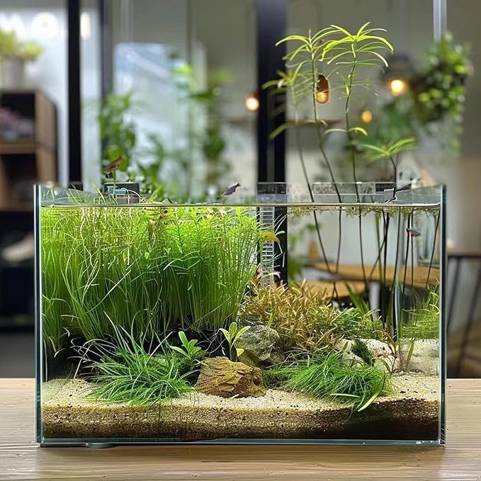 10 Gallon Glass Fish Tank, Easy to Maintain Small Aquarium for Betta/Goldfish/Snails/Shrimp and Aquatic Planting.