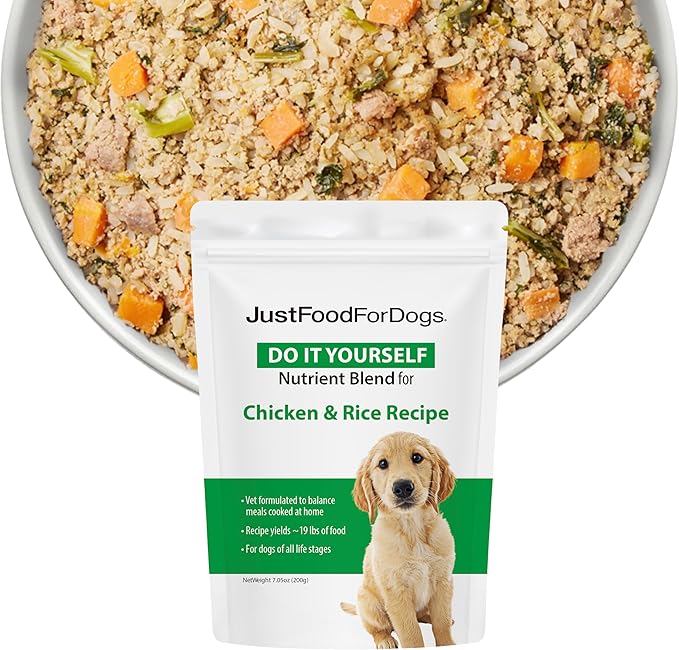 JustFoodForDogs DIY Nutrient Blend for Homemade Dog Food, Chicken & White Rice