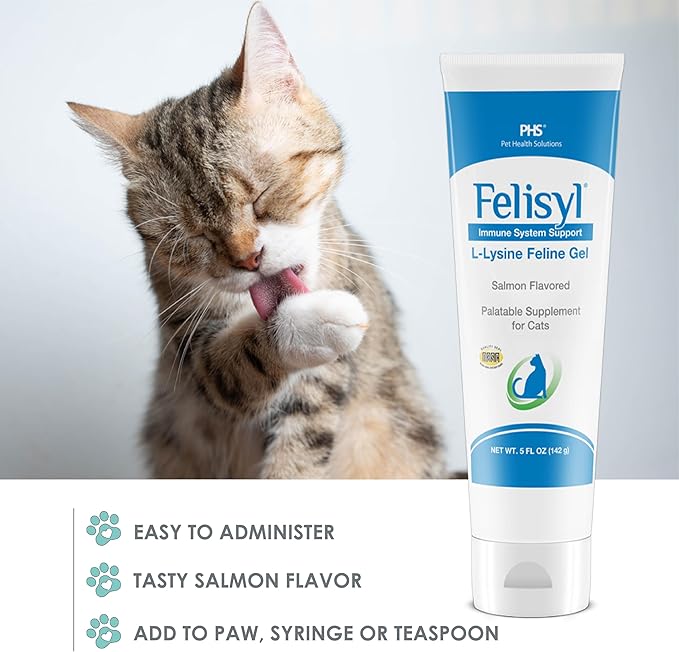 L-Lysine Gel for Cats (5oz) – Supports Immune, Respiratory, and Eye Health. Eases Sneezing, Runny Nose, and Watery Eyes. Tasty Salmon Flavor - Made in The USA (2 Pack)