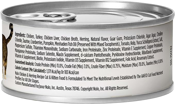 Nulo Chicken & Herring Recipe Pate Wet Canned Cat Food, 5.5 Ounce (Pack of 24)