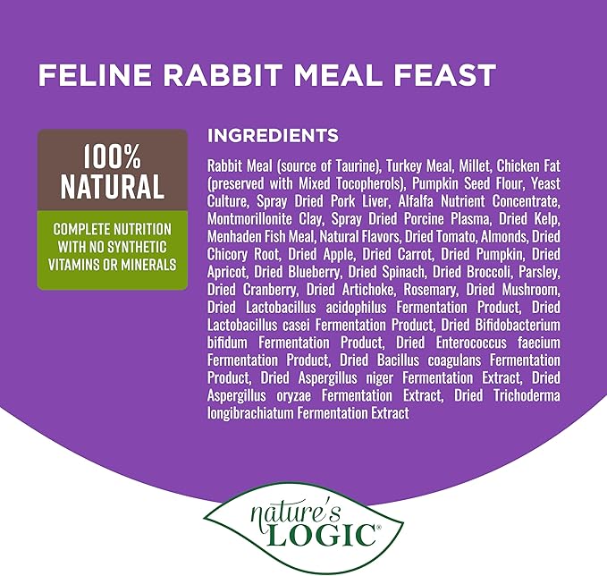 Nature's Logic Rabbit Dry Cat Food (1 Pack), 15.4 lb