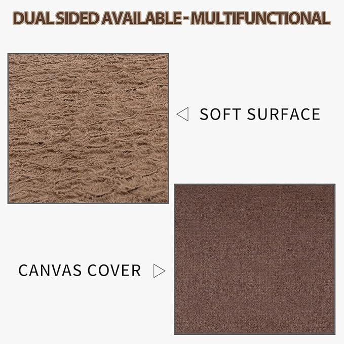EMPSIGN Dog Bed Mat 47 Inch Reversible Warm & Cool,Washable Dog Crate Bed with Egg Crate Foam Support, Pet Sleeping Mat for Large Medium Small Dogs, Fluffy Kennel Pad(Brown)