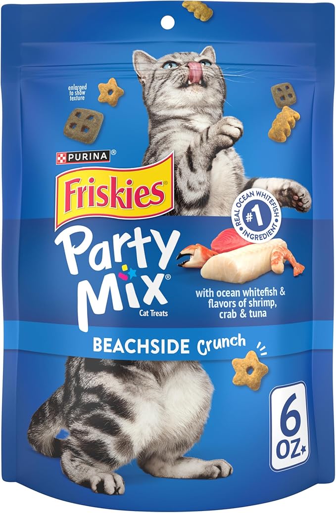 Purina Friskies Cat Treats, Party Mix Beachside Crunch - (Pack of 6) 6 oz. Pouches