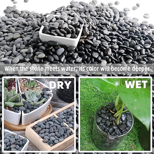 2.4lb River Rocks Pebbles for Plants & Succulents, Decorative Outdoor Landscaping & Aquarium Garden Rocks