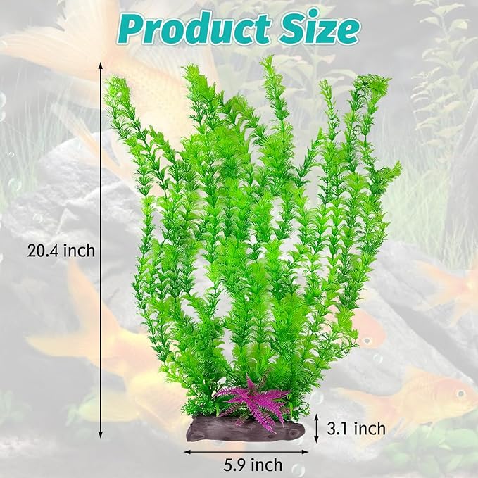 Hamiledyi Aquarium Plastic Plants Aquarium Decor Artificial Fish Tank Plants,Tall Fish Tank Decorations, Extra Large Aquarium Plant 20.4-inch Tall,1PCS