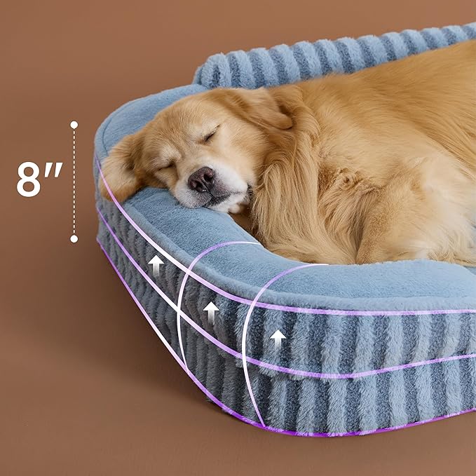 LE SURE Cute XL Dog Beds, Orthopedic Waterproof Dog Bed for Extra Large Dogs, Non-Slip Bottom and Egg-Crate Foam Big Pet Couch Sofa with Washable Removable Cover, Blue