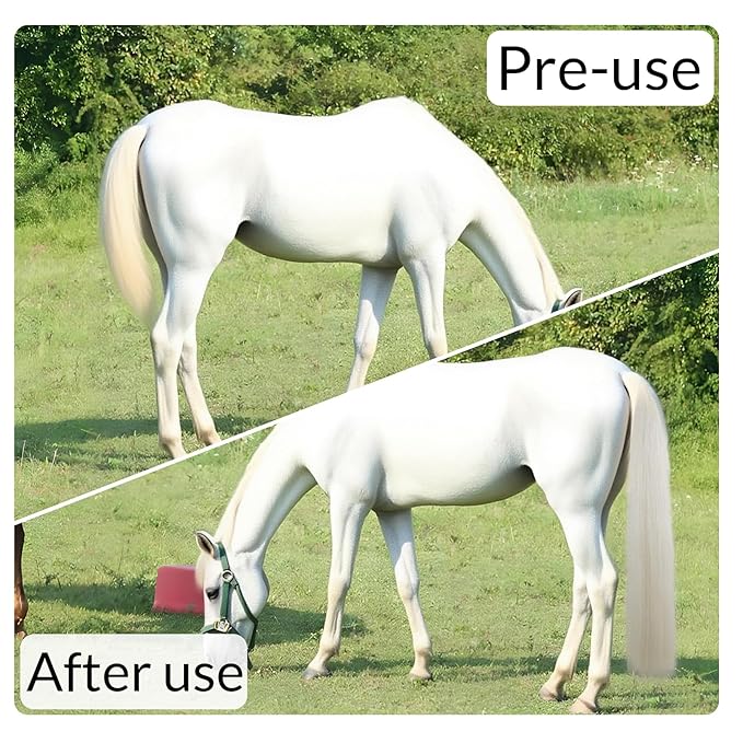 Horse Tail Extension with Braided Horsehair Loop, Blunt Cut Bottom, 3/8 lb, 28-30 inches (Pure White)
