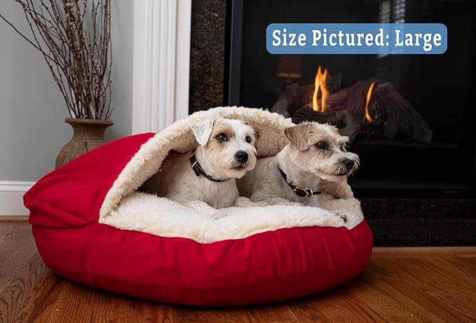Snoozer? Classic Poly-Cotton Cozy Cave Pet Bed, Small, Red