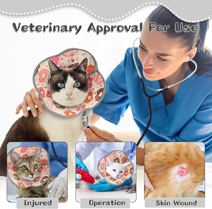 Cat Cone Collar Soft for Wound Healing, Foldable Neck Recovery Cone Anti Licking, Small Adjustable Surgery Cat Head Cone Alternative for Kittens(Size: S)