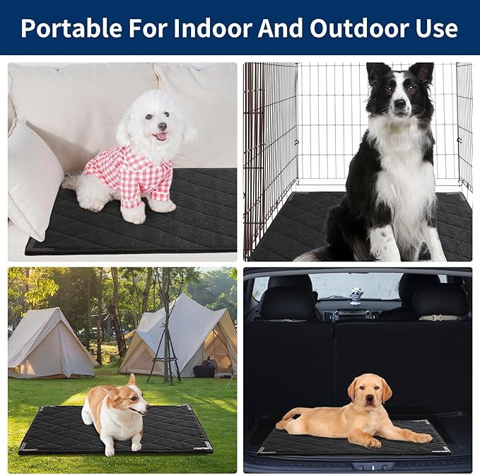 BALAPET Durable Chew Proof Dog Bed with Metal Rivet Corner for Large Dogs, Stable Kennel Pad Mat for Teething Puppy, Durable Indoor Outdoor Crate Pad for Medium Dog Crates, 41"x28"