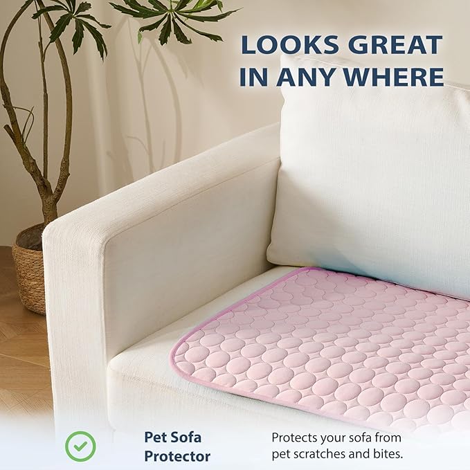 MICROCOSMOS Summer Cooling Mat & Sleeping Pad- Water Absorption Top, Easy Carry, EZ Clean, Materials Safe. Keep Cooling for Pets, Kids and Adults.(Pink, 19" x 15")