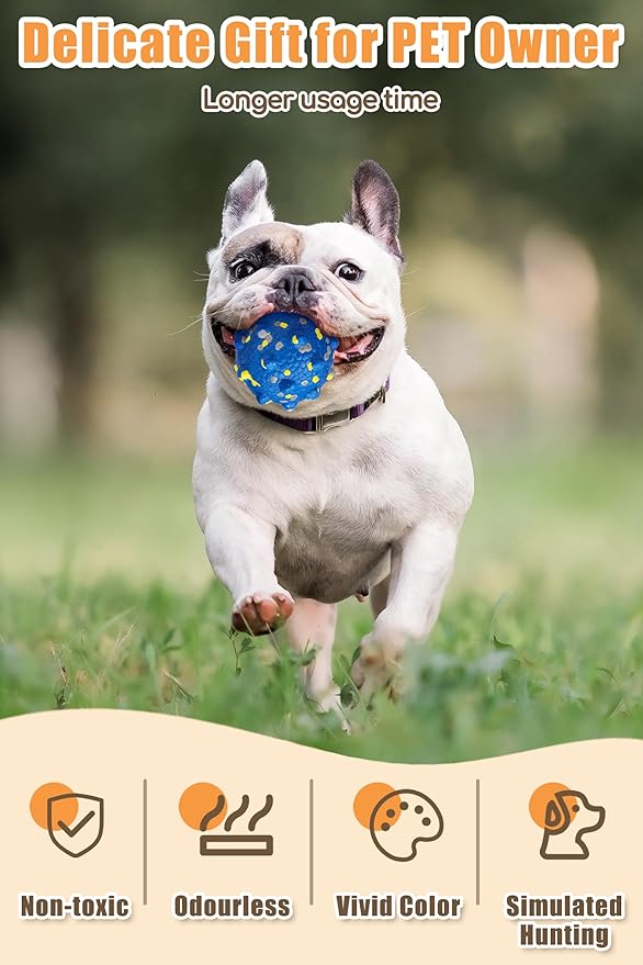3.7'' Dog Balls for Dogs Aggressive Chewers Indestructible Tennis Durable Bouncy Interactive Dog Toy for Fetch Game Floating Balls (Blue Large)