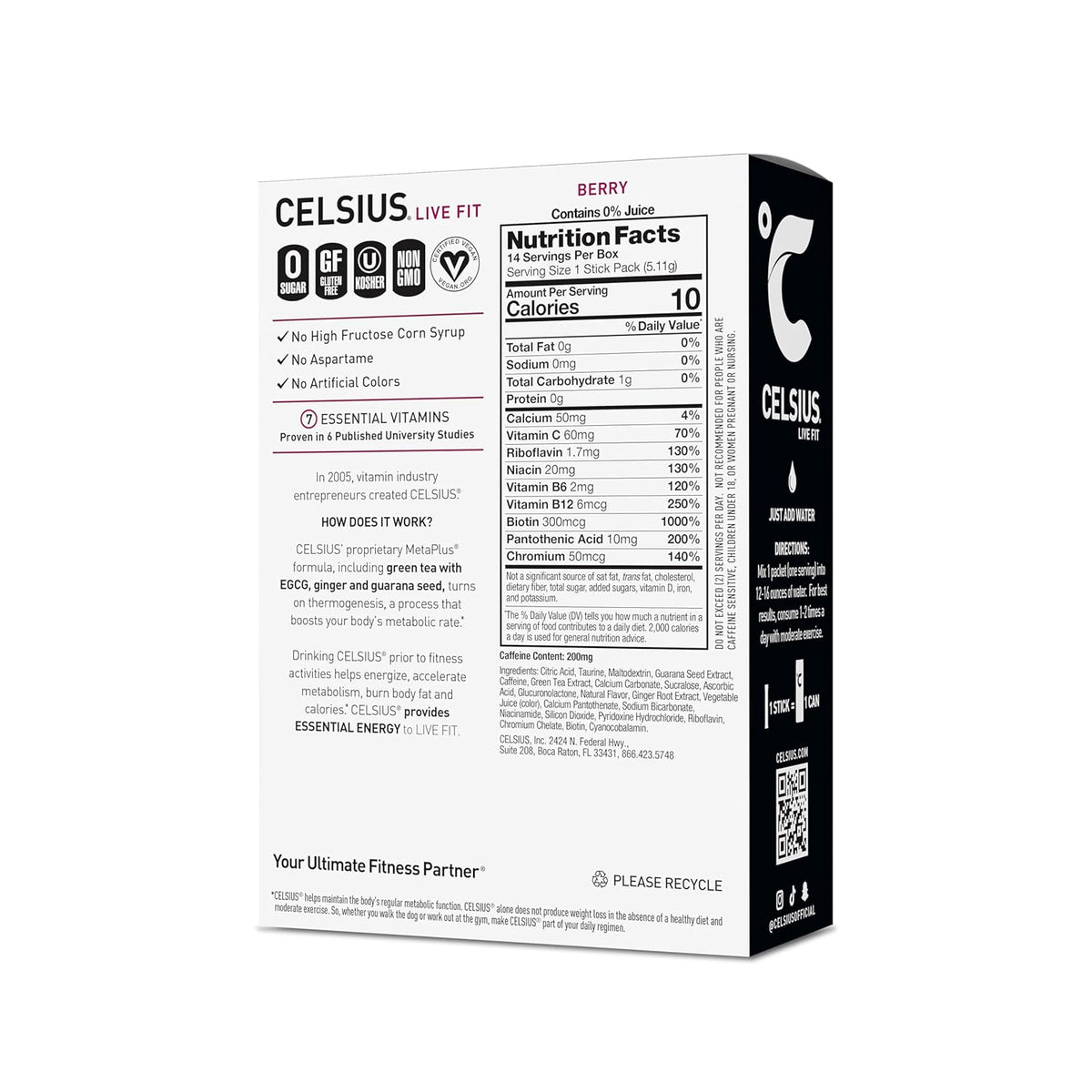 CELSIUS® On-The-Go Powder Sticks Dragonfruit Lime, Essential Energy 2.8 Oz