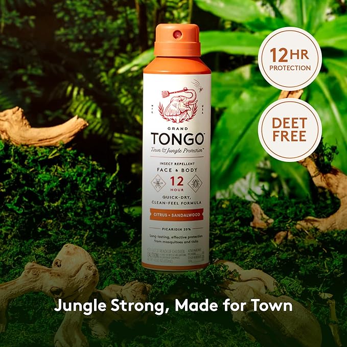Citrus + Sandalwood Insect Repellent, 12-Hour Mosquito & Tick Protection, Picaridin-Based, Water-Based, Lightweight, Quick-Drying, Vanishing Scent, DEET Alternative, Face & Body Use,3 Pack