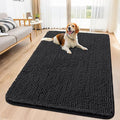 Smiry Dog Door Mat for Muddy Paws 59x35, Absorbs Moisture and Dirt Doormat, Non-Slip Washable Quick Dry Chenille Front Door Mat Indoor Entrance, Entryway Carpet for Inside Floor, Black