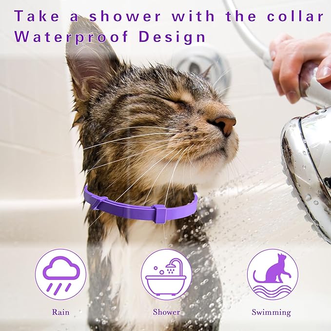 Simnice Calming Collar for Cats - 4 Pack, Cat Calming Collar, Adjustable Cat Pheromone Collars for Anxiety & Stress Relief, Efficient and Comfort (Purple)