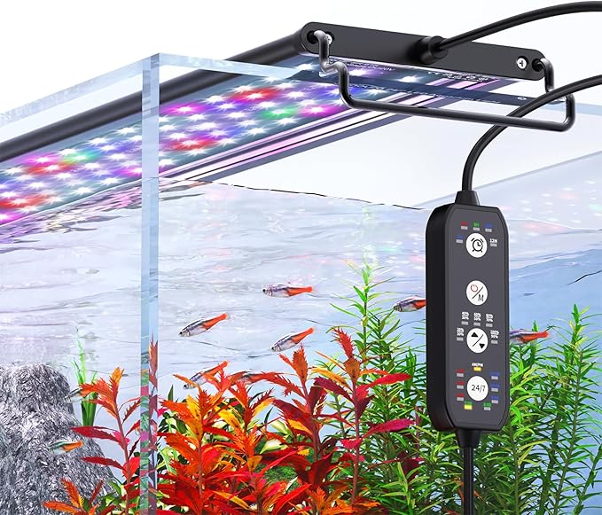 24/7 Mode LED Aquarium Light for Plants-Sunrise-Daylight-Moonlight Mode, Fish Tank Light with Auto On/Off, 7 Colors, Adjustable Timer/Brightness for 30 Inch to 36 Inch Freshwater Tank, 24W