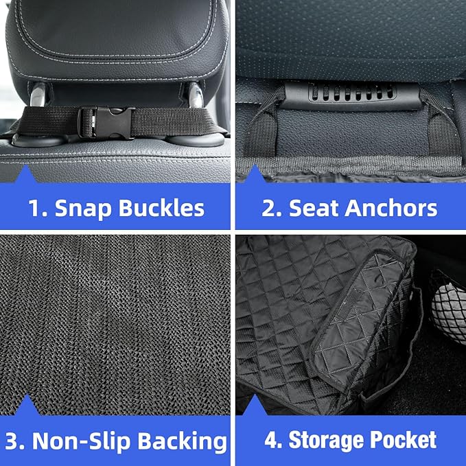 PETICON Front Seat Cover 2 Pack, Full Protection Dog Car Seat Cover with Side Flaps, Nonslip Scratchproof Captain Chair Seat Cover Fits for Cars, Trucks, SUVs, Jeep, Black