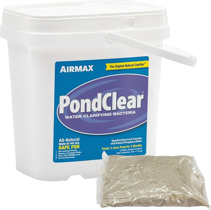 Airmax PondClear Packets, Beneficial Bacteria & Enzyme Clarifier Treatment with Ecoboost PRx, Clear & Clean Pond & Lake Water, Safe for Fish, 12-Count