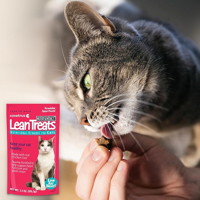 Covetrus Nutrisential Lean Treats for Cats - Soft Cat Treats for Small, Medium, Large Cats - Nutritional Low Fat Bite Size - Chicken Flavor - 6 Pack - 3.5oz