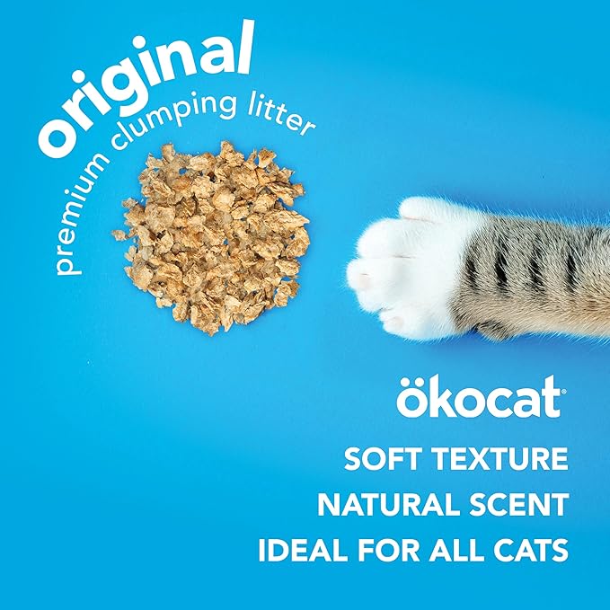 ökocat Original Wood Clumping Cat Litter, Unscented, 26 pounds XL - Natural Ingredients, Stops Odor, Clumps Solid, 99% Dust Free, Great for All Cats