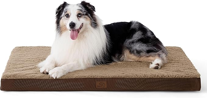 Bedsure XL Dog Bed for Crate - Large Orthopedic Flat Pet Beds with Removable Washable Cover, Egg Crate Foam Crate Mat, Suitable for Pet Up to 90 lbs