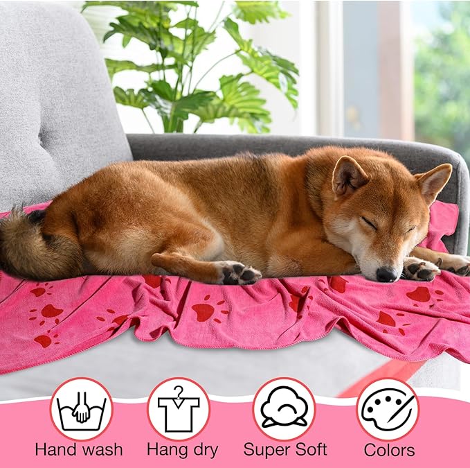 Chumia 8 Pcs 55 x 28 Inches Dog Towels Absorbent Microfiber Bath Drying Towels for Small Medium Large Pets Cat Puppy Shower Cleaning Accessories(Pink)