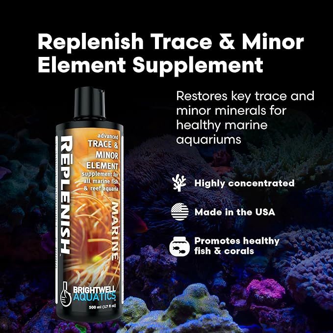 Brightwell Aquatics Rēplenish – Premium Trace & Minor Element Supplement for Marine Aquariums, Supports Healthy Fish, Corals, and Invertebrates, 500 ml