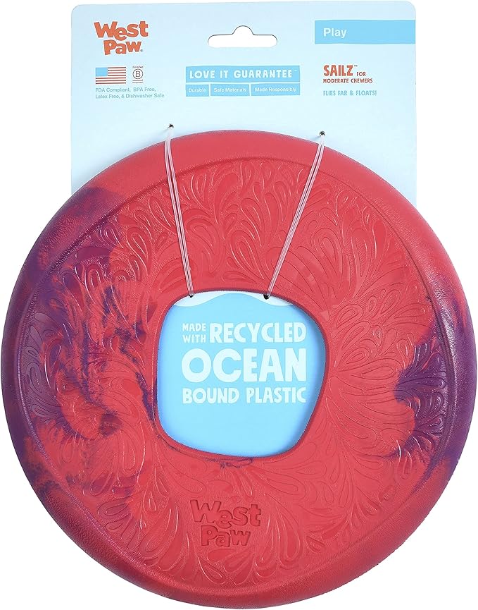 WEST PAW Seaflex Sailz Dog Toy Flying Disc – Machine Washable Dog Toys for Moderate Chewers – Eco-Friendly Zogoflex Toys for Dogs – Perfect for Gnawing, Fetch, Catch, Pet Training – Hibiscus