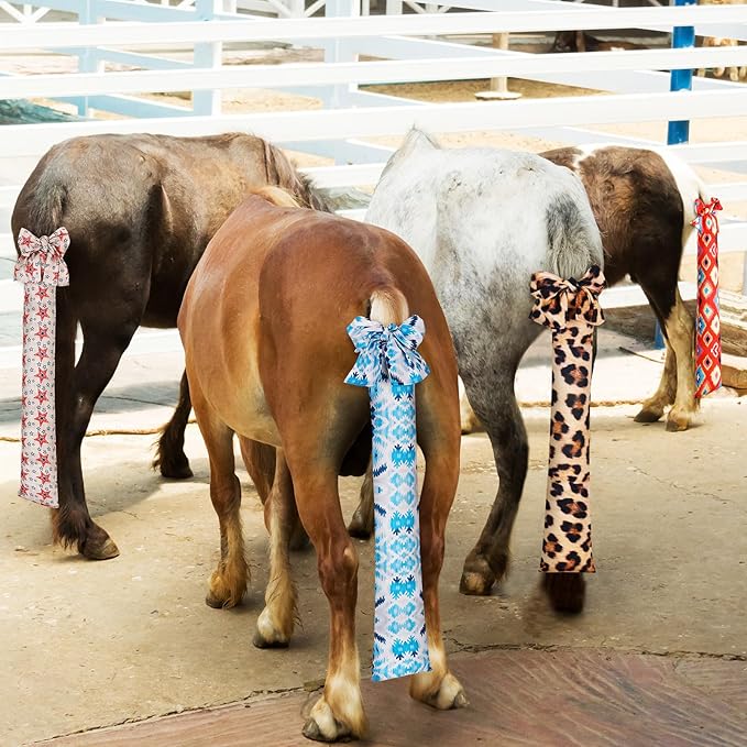 4 Pcs Horse Tail Bag Stretchy 22" Breathable with 2 Strands to Keep Clean and Protected Grooming Supplies