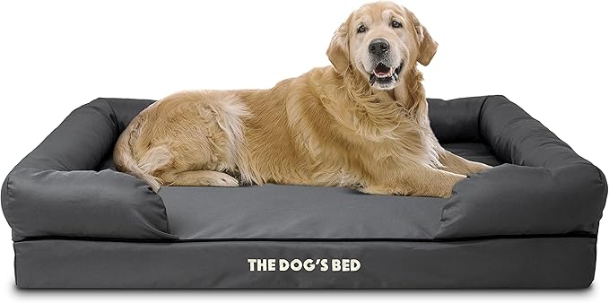 The Dog’s Bed XL Grey 43.5x34, Memory Foam, Pain Relief: Arthritis, Hip & Elbow Dysplasia, Post Surgery, Lameness, Supportive, Calming, Waterproof Washable Cover, Veterinary Approved