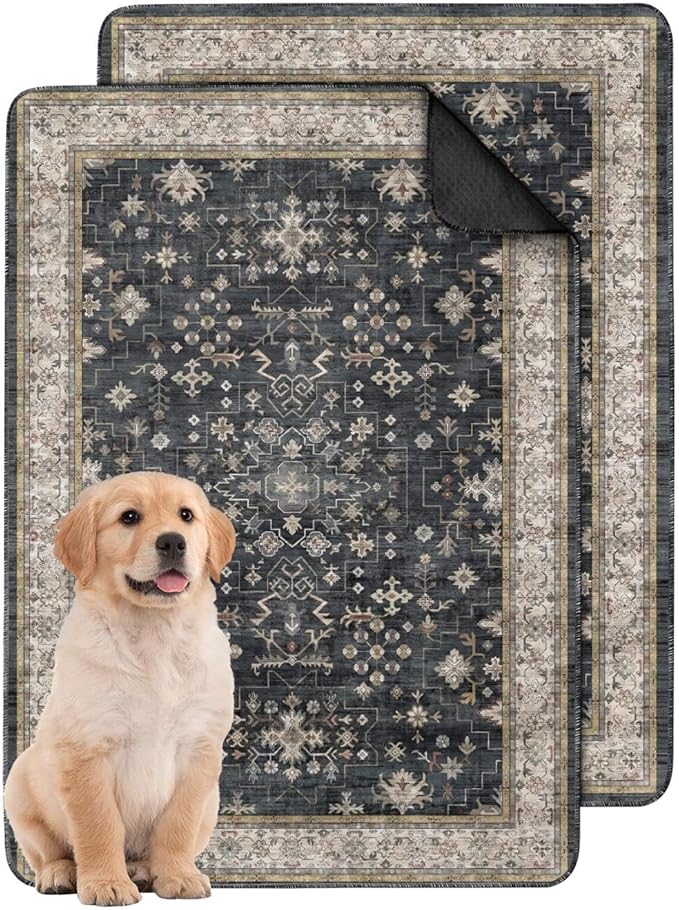 Washable Pee Pads for Dogs 2 Pack, Absorbent Reusable Puppy Pads Waterproof, Leakproof & Non-Slip Whelping Pad, Potty Training Pads for Dogs Playpen Mat 24x36