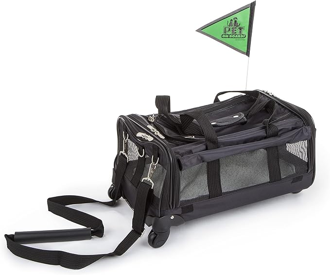 Sherpa on Wheels Indoor Pet Dog Carrier, Black Large for All Breed Sizes