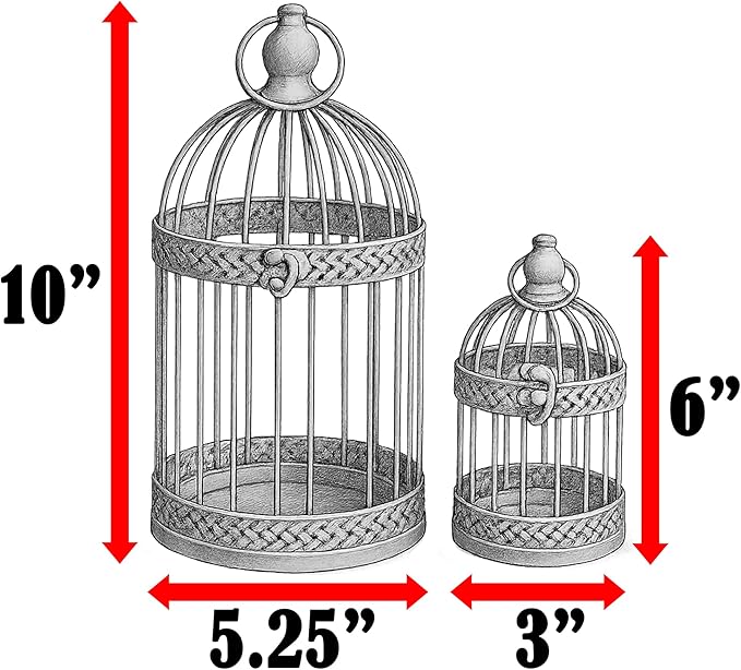 Vela Lanterns Birdcage Decor Candle Holder Lantern Decorative Wedding Table Centerpiece Decorations, White, Set of 4