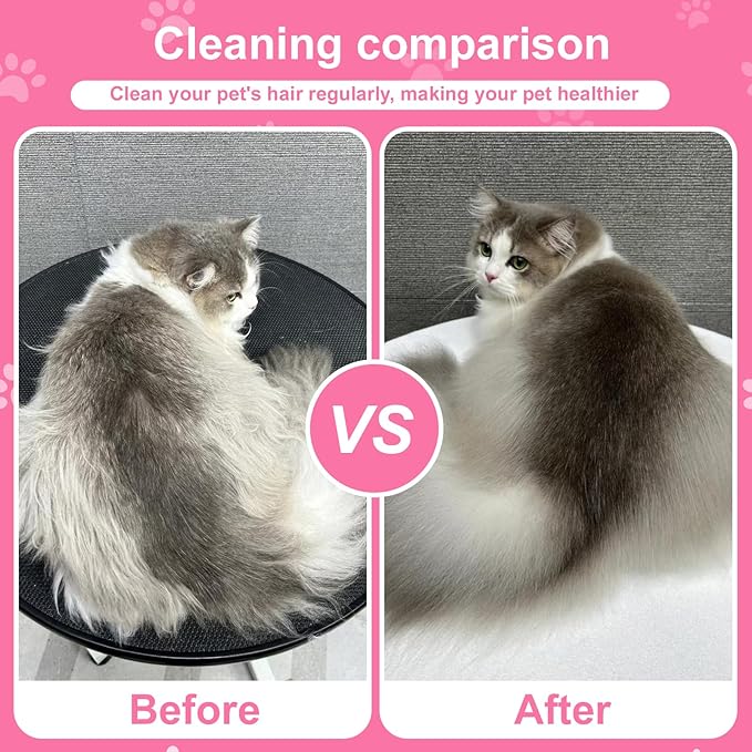 2PCS Flea Comb for Cats and Dogs with Pet Hair Remover Glove, Self Cleaning Pet Flea Cat Grooming Brush with Release Button for Massaging and Cleaning Shedding Pets Hairs
