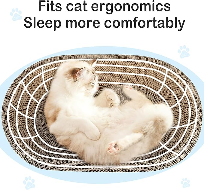 Cat Scratcher, 23.6x14.9 inches Cardboard Cat Scratchers for Indoor Cats, Large Cat Scratching Board, Oval Cat Scratch Pad Bed with Catnip