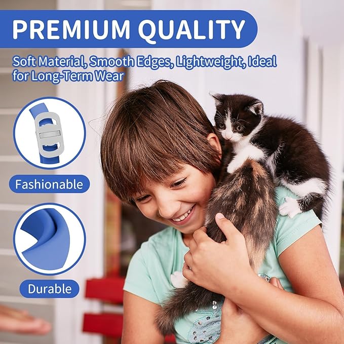 4 Pack Flea and Tick Collar for Cats, 32 Months Flea and Tick Treatment, Flea and Tick Prevention, Waterproof, Adjustable Flea and Tick Collar for Kittens, Blue & Orange