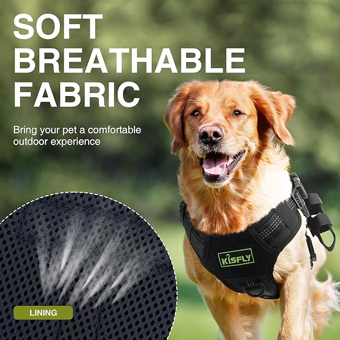 Tactical Dog Harness with Reflective Material, Adjustable Heavy-Duty No Pull Harness, Tear-Resistant Dog Tactical Vest with Handle, Breathable Outdoor Gear for Training, Hiking, Walking, Black L