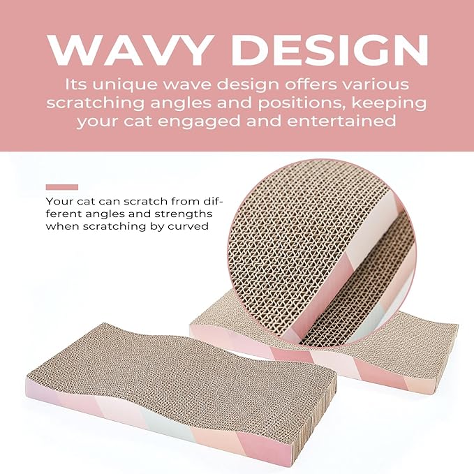 Cat Scratching Board cat Scratcher Cat Scratch Pad Cardboard cat scratchers for Indoor Cats Reversible Large Wide Corrugated with Catnip(2pcs)