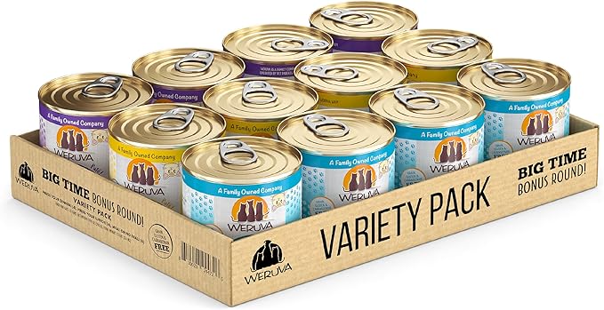 Weruva Wet Cat Food, Big Time Bonus Round Pate Variety Pack, 10oz Can, Pack of 12