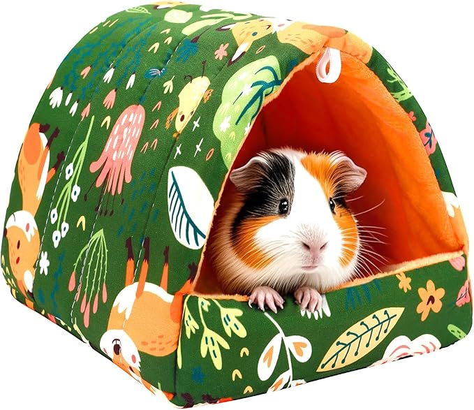 UPINS Guinea Pig Bed, Guinea Pig Hideout Washable Small Animal House Cage Accessories for Dwarf Rabbits Chinchillas Hamsters Hedgehogs Ferrets Bearded Dragons and Rats
