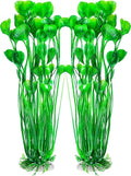 AQUANEAT Artificial Fish Tank Plants, Plastic Aquarium Accessories Large, 15.5 inch Green Decorations, 2pcs