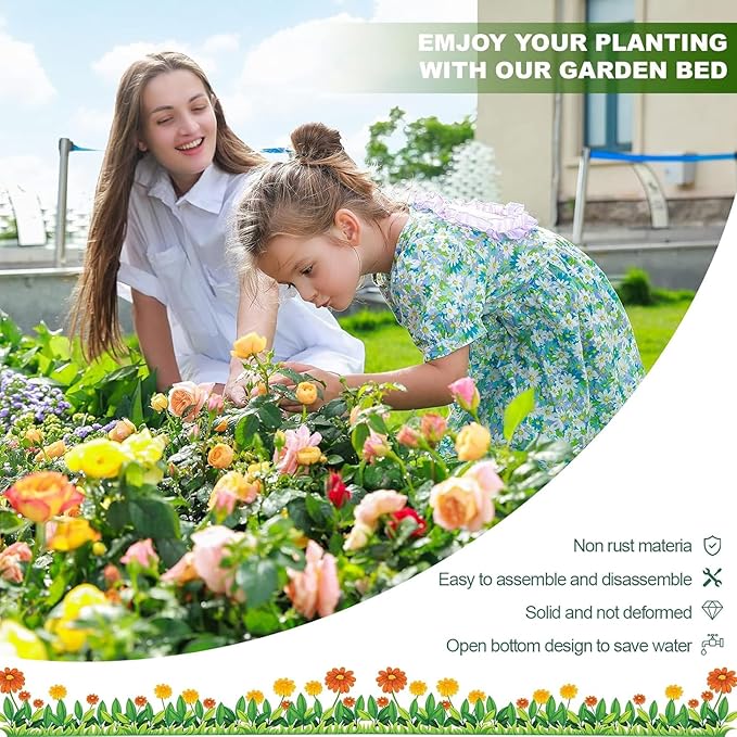 Land Guard 12×4×1ft Galvanized Raised Garden Bed Kit for Vegetables 2 Pack, Galvanized Super Large Metal Planter Raised Garden Boxes Outdoor