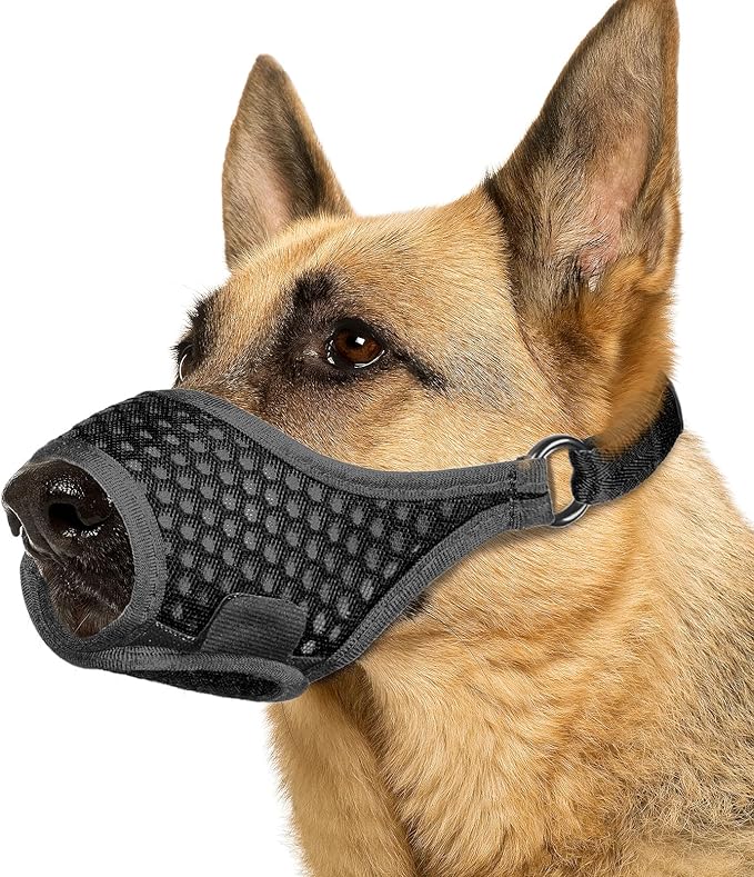 LUCKYPAW Soft Muzzle for Small Medium Sized Dogs, Dog Muzzle to Prevent Biting Chewing, Adjustable Breathable Mouth Guard for Grooming Walking Training(Black, S)