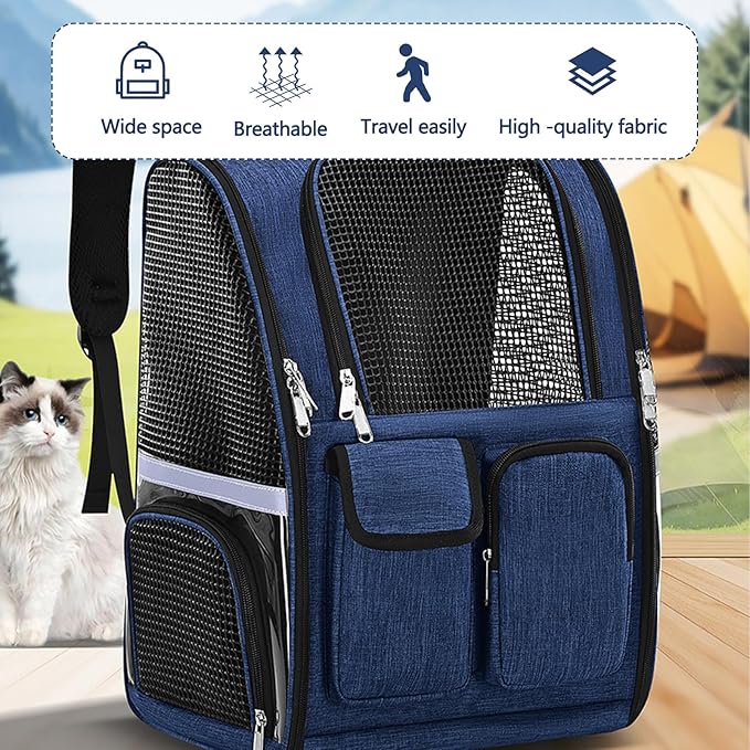 Pet Backpack, Airline Approved Dog Backpack, Cat Bag for Travel Hiking Bike Riding Walking Outdoor, Cat Backpack with Breathable Mesh(Gray)