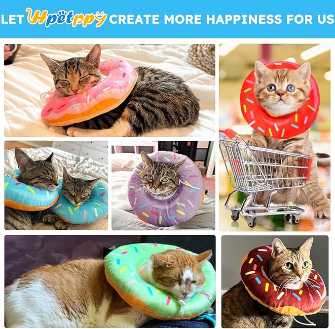Cat Cone Collar Soft, Cat Recovery Collar for Wound Healing Cute Cat Adjustable Cat Cones to Stop Licking Comfortable Lightweight Neck Elizabethan Collars for Cats